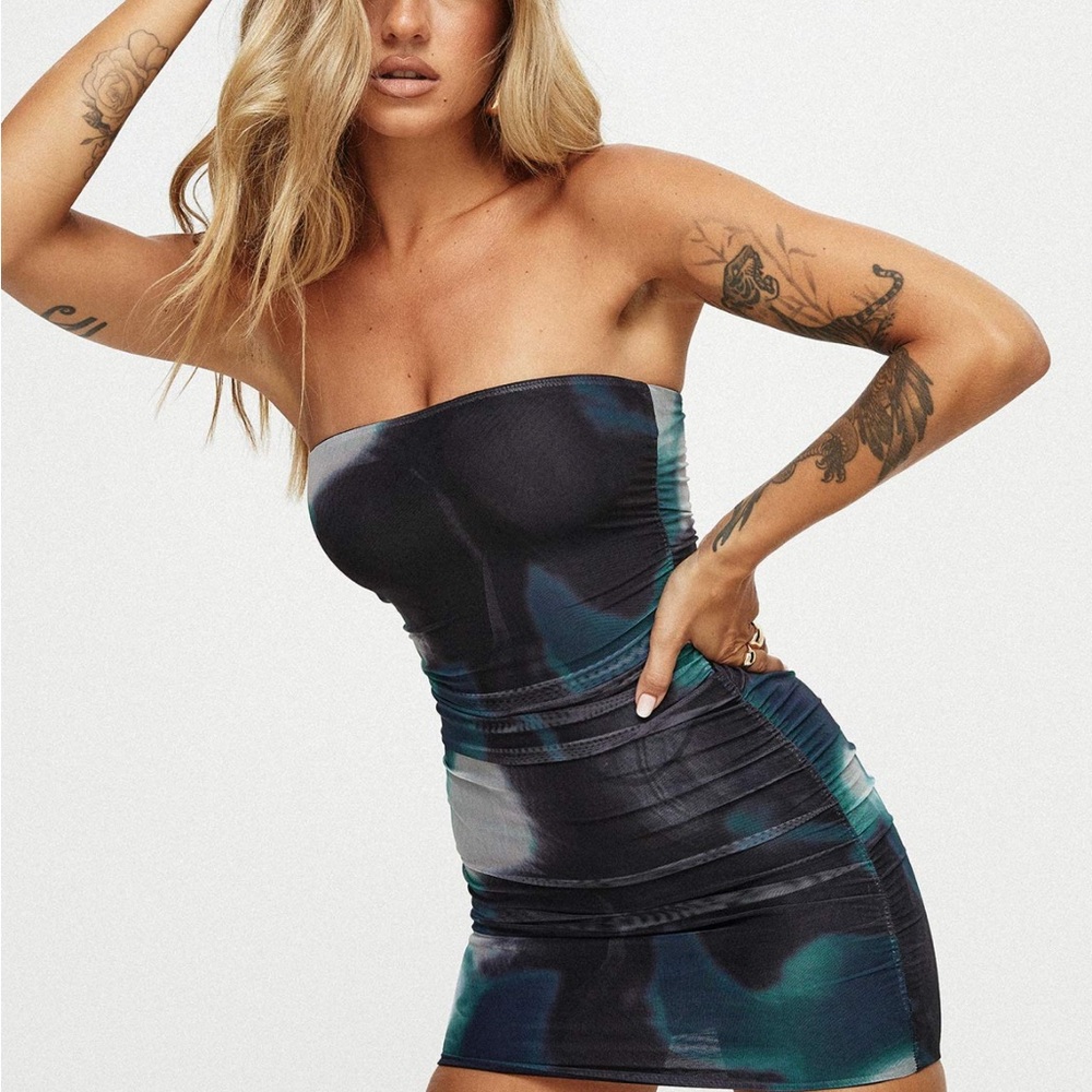 Princess Polly Strapless Dress Multi Color Tie Dye